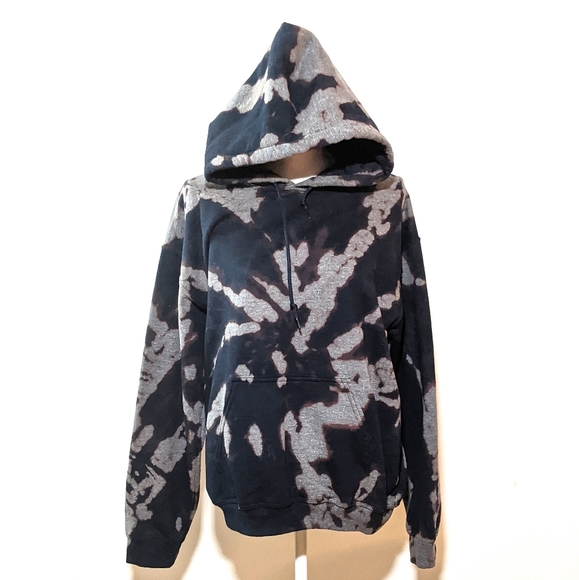 Tops - Navy Reverse Tie Dye Hooded Sweatshirt